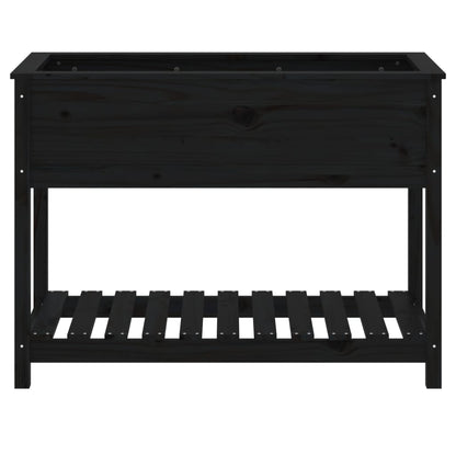 vidaXL Planter with Shelf Black 111.5x54x81 cm Solid Wood Pine