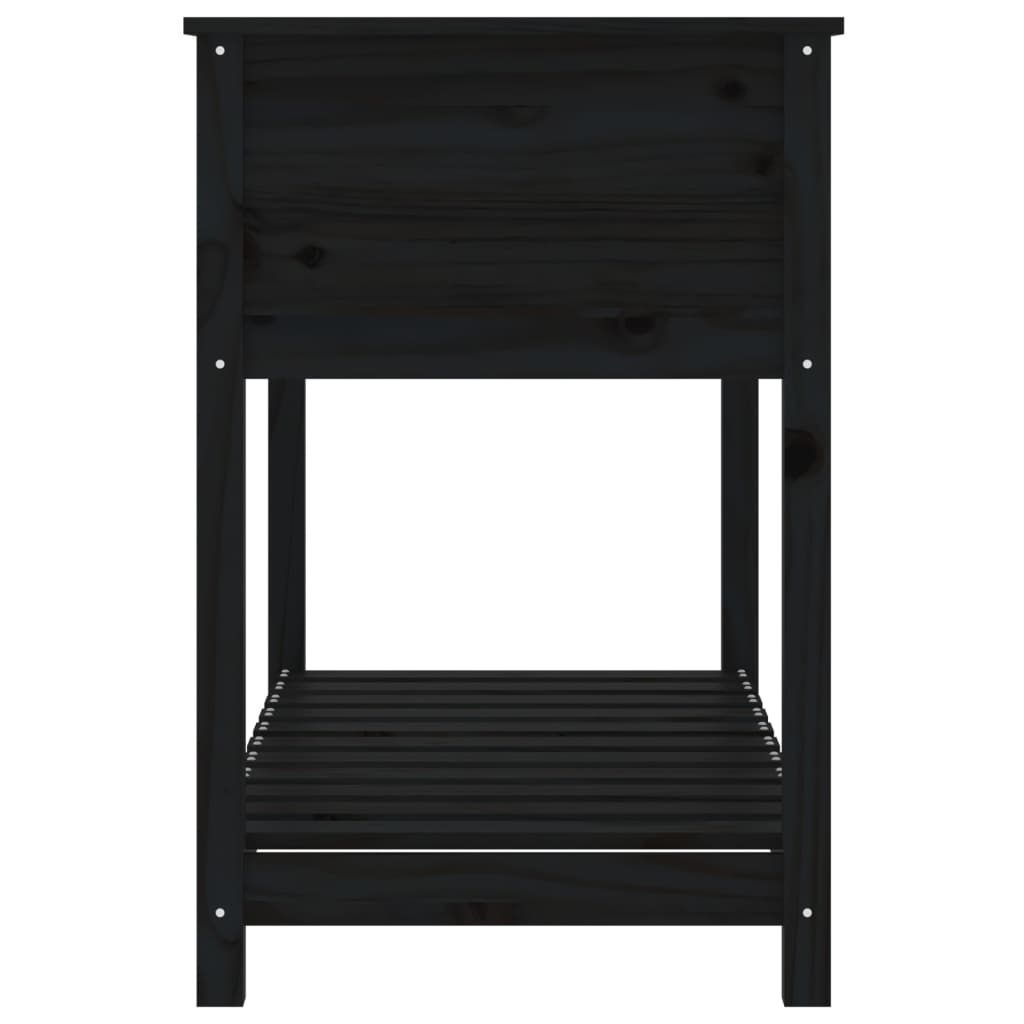 vidaXL Planter with Shelf Black 111,5x54x81 cm Solid Wood Pine