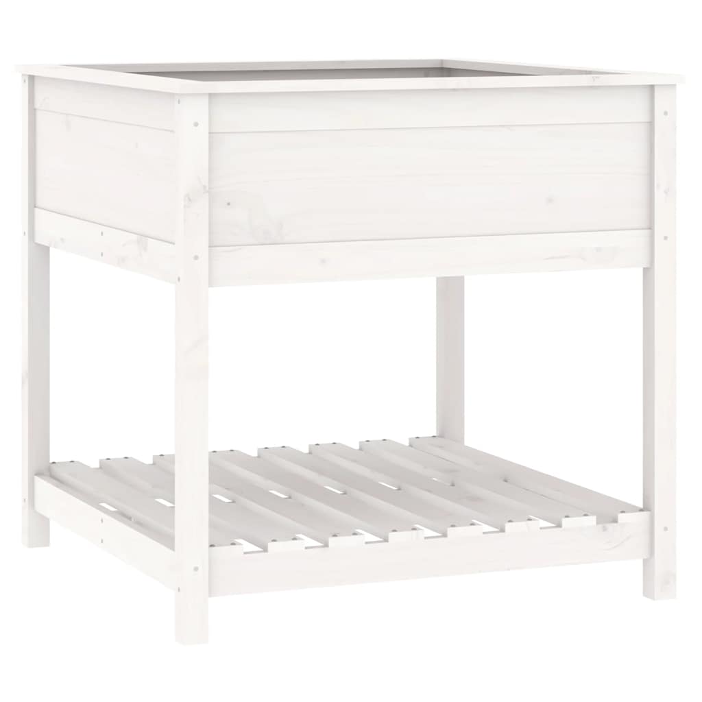 vidaXL Planter with Shelf White 82,5x82,5x81 cm Solid Wood Pine