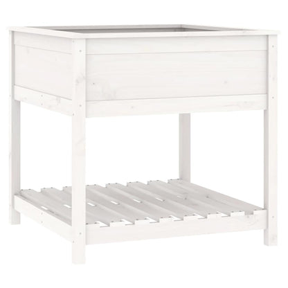 vidaXL Planter with Shelf White 82,5x82,5x81 cm Solid Wood Pine