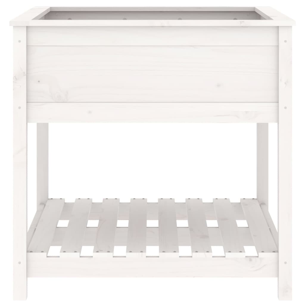 vidaXL Planter with Shelf White 82.5x82.5x81 cm Solid Wood Pine