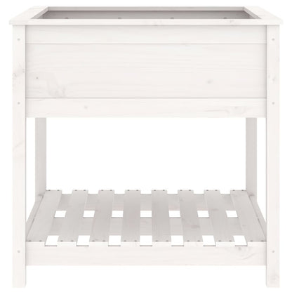 vidaXL Planter with Shelf White 82.5x82.5x81 cm Solid Wood Pine