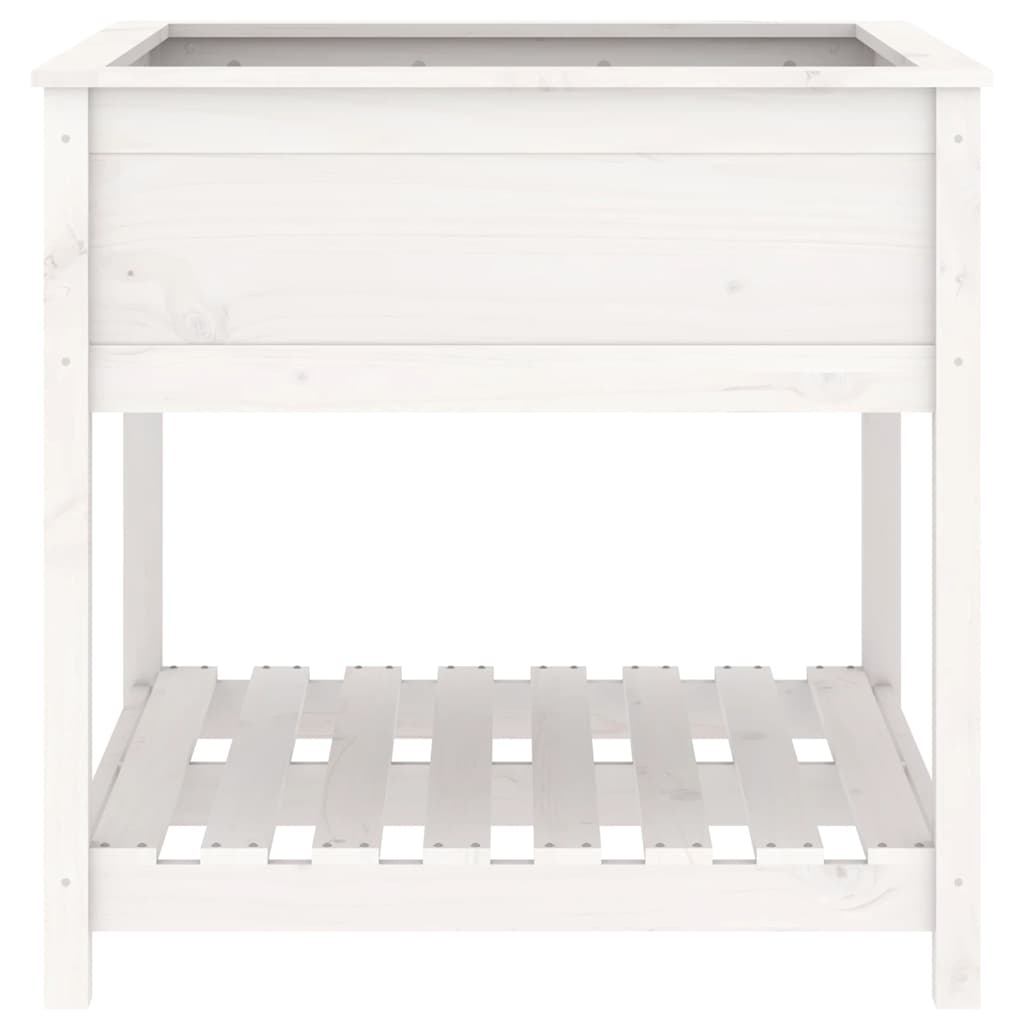 vidaXL Planter with Shelf White 82,5x82,5x81 cm Solid Wood Pine
