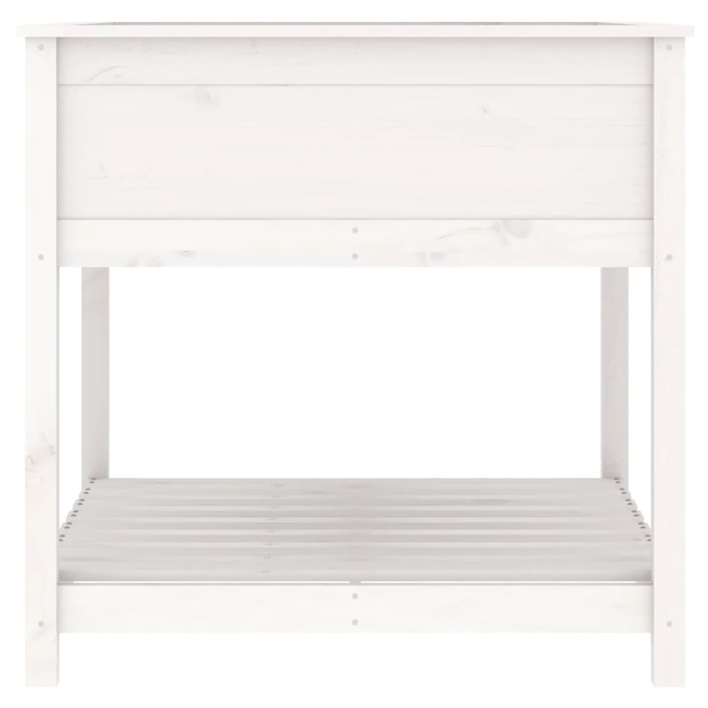 vidaXL Planter with Shelf White 82.5x82.5x81 cm Solid Wood Pine