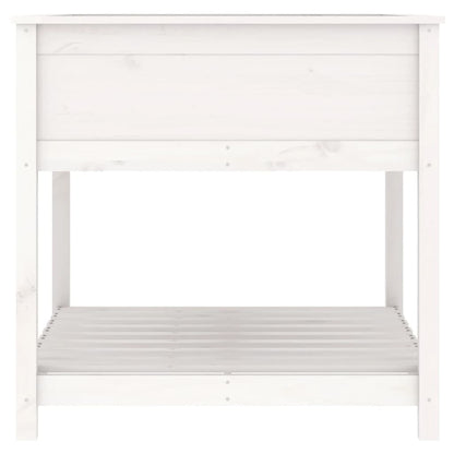 vidaXL Planter with Shelf White 82.5x82.5x81 cm Solid Wood Pine