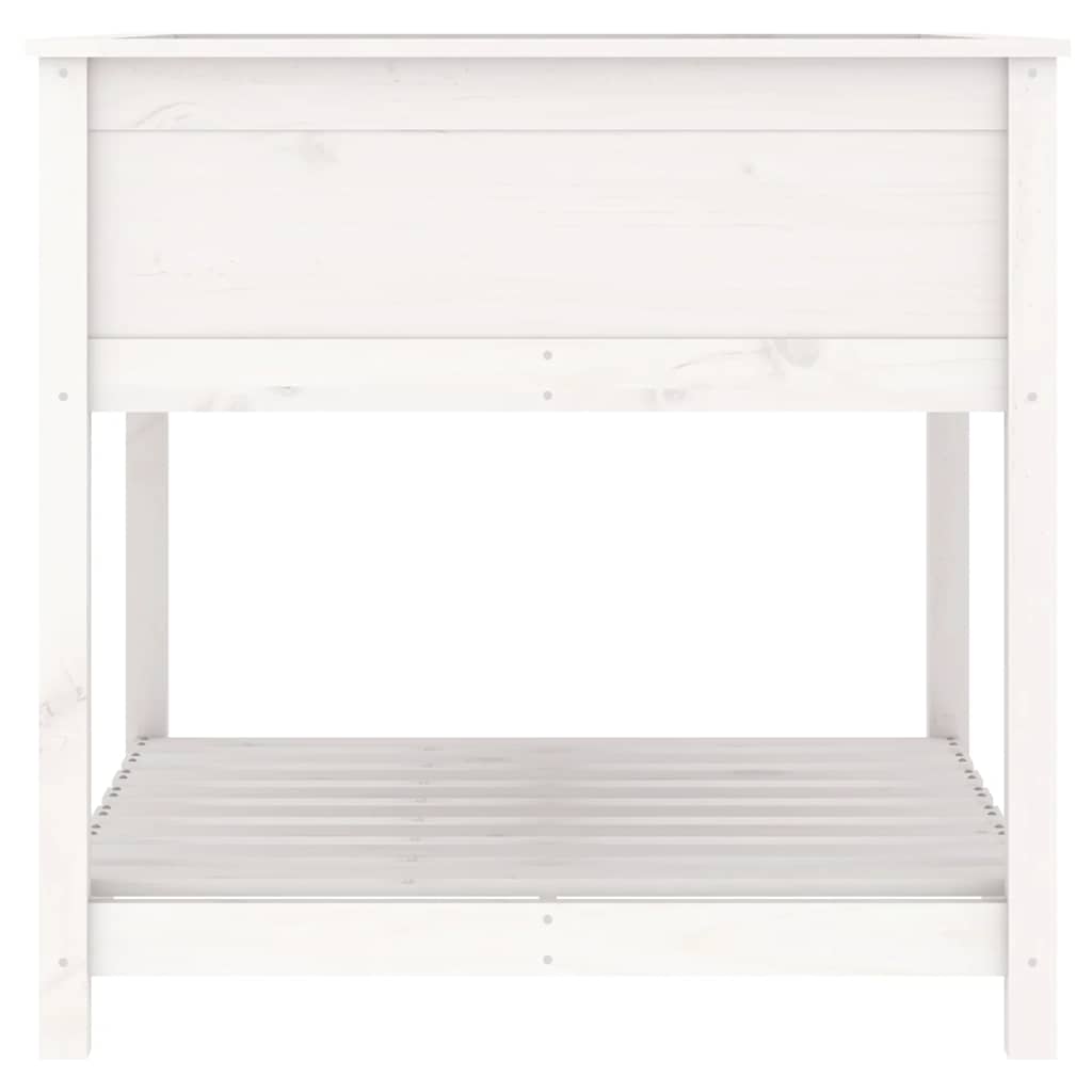 vidaXL Planter with Shelf White 82,5x82,5x81 cm Solid Wood Pine