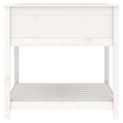 vidaXL Planter with Shelf White 82,5x82,5x81 cm Solid Wood Pine