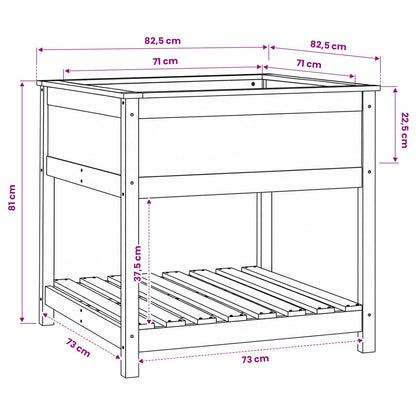 vidaXL Planter with Shelf White 82,5x82,5x81 cm Solid Wood Pine