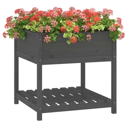 vidaXL Planter with Shelf Grey 82,5x82,5x81 cm Solid Wood Pine