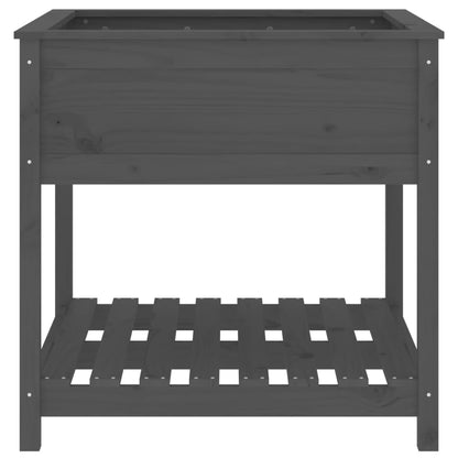 vidaXL Planter with Shelf Grey 82.5x82.5x81 cm Solid Wood Pine