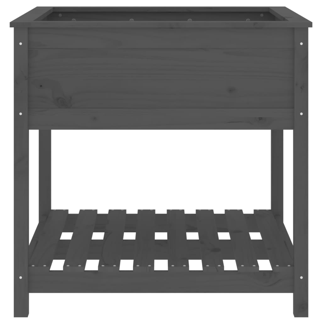 vidaXL Planter with Shelf Grey 82,5x82,5x81 cm Solid Wood Pine