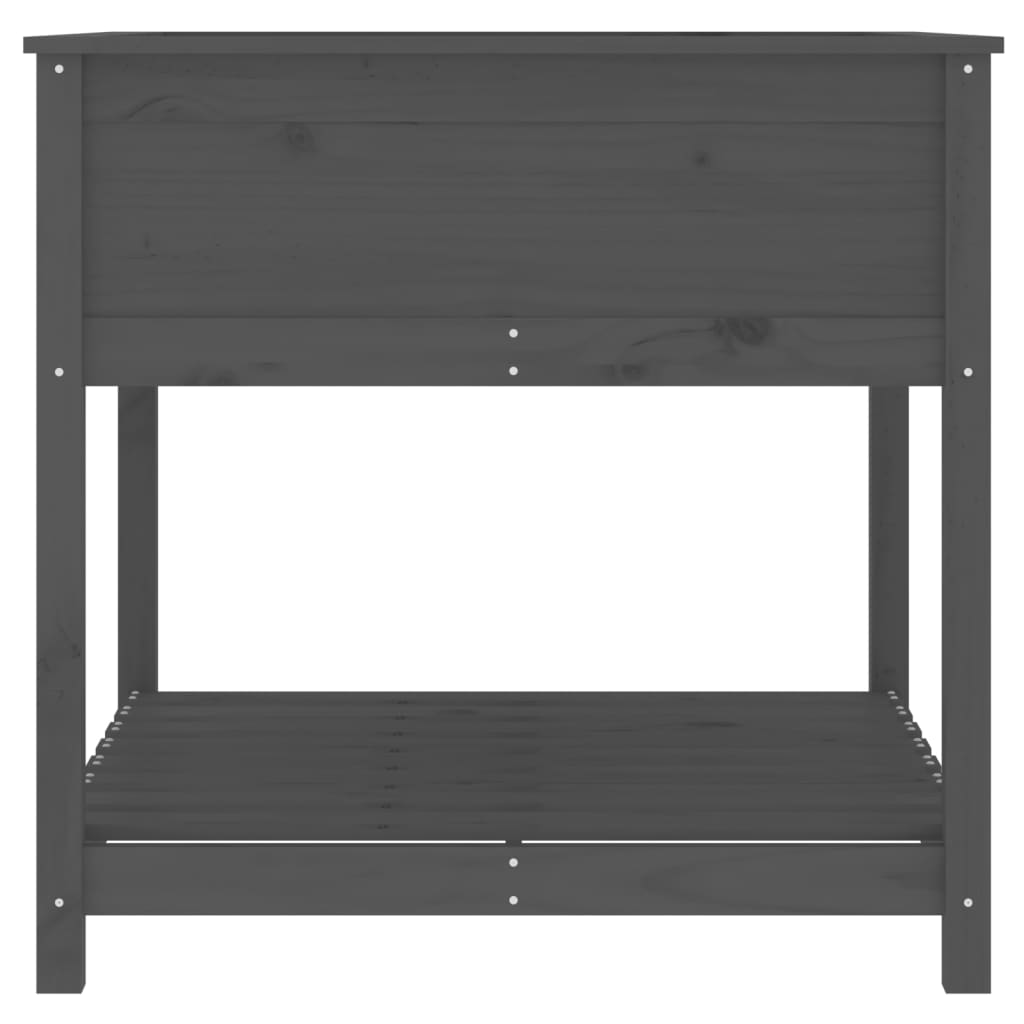 vidaXL Planter with Shelf Grey 82.5x82.5x81 cm Solid Wood Pine