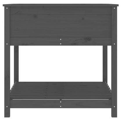 vidaXL Planter with Shelf Grey 82,5x82,5x81 cm Solid Wood Pine