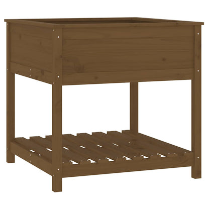 vidaXL Planter with Shelf Honey Brown 82,5x82,5x81 cm Solid Wood Pine