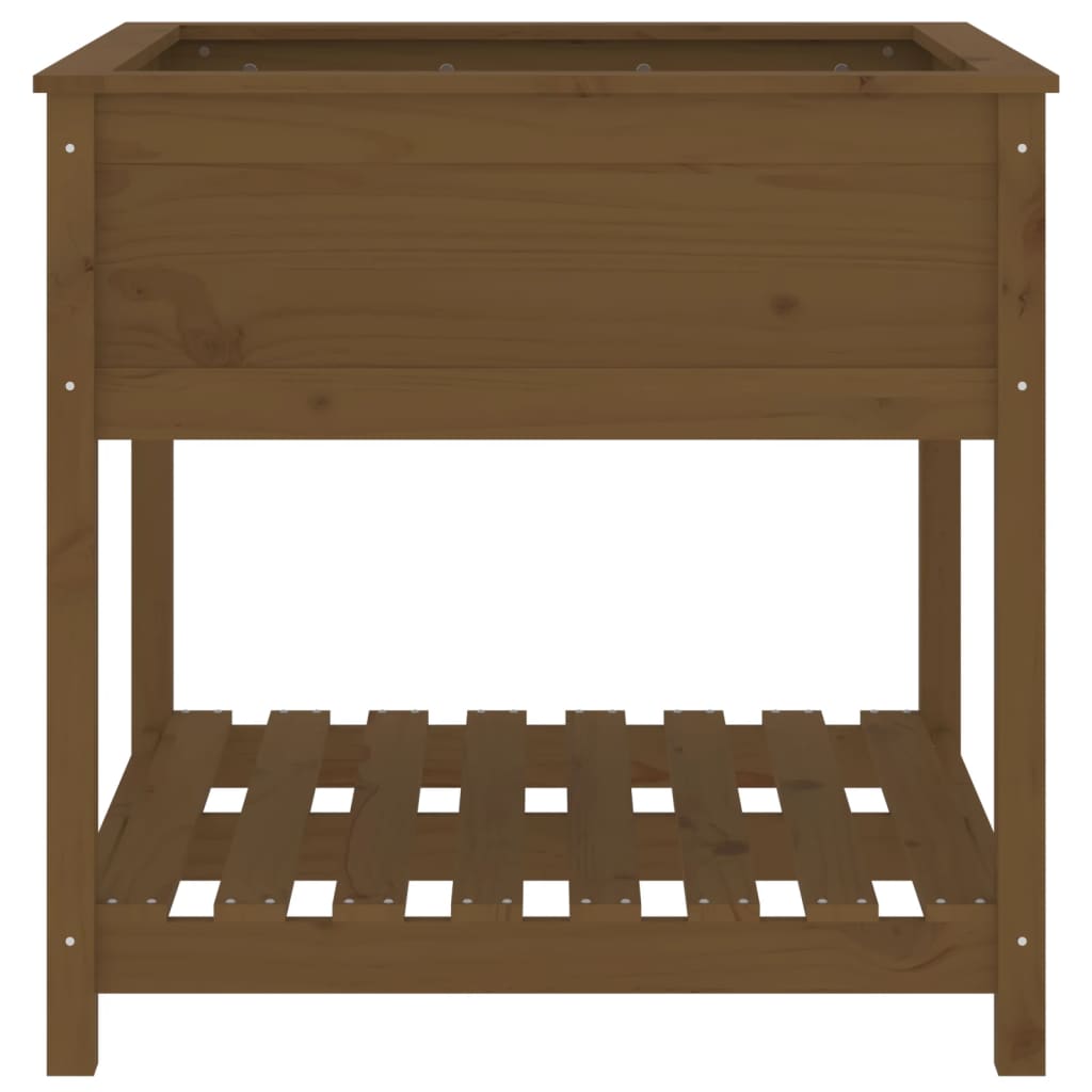 vidaXL Planter with Shelf Honey Brown 82.5x82.5x81 cm Solid Wood Pine