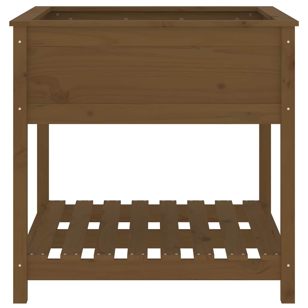 vidaXL Planter with Shelf Honey Brown 82,5x82,5x81 cm Solid Wood Pine