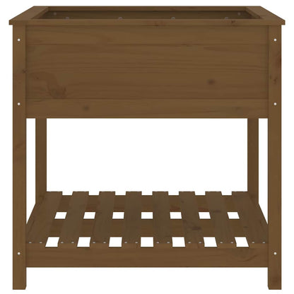 vidaXL Planter with Shelf Honey Brown 82,5x82,5x81 cm Solid Wood Pine