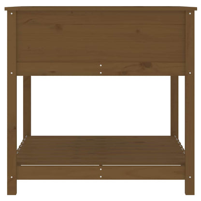 vidaXL Planter with Shelf Honey Brown 82,5x82,5x81 cm Solid Wood Pine
