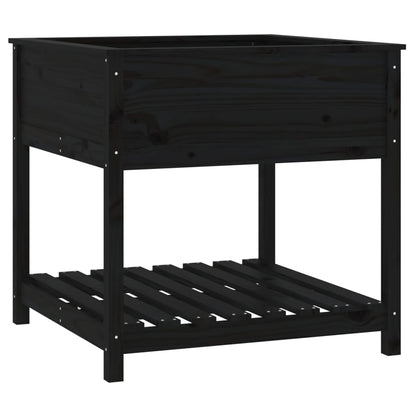 vidaXL Planter with Shelf Black 82,5x82,5x81 cm Solid Wood Pine