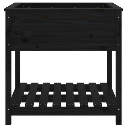 vidaXL Planter with Shelf Black 82,5x82,5x81 cm Solid Wood Pine