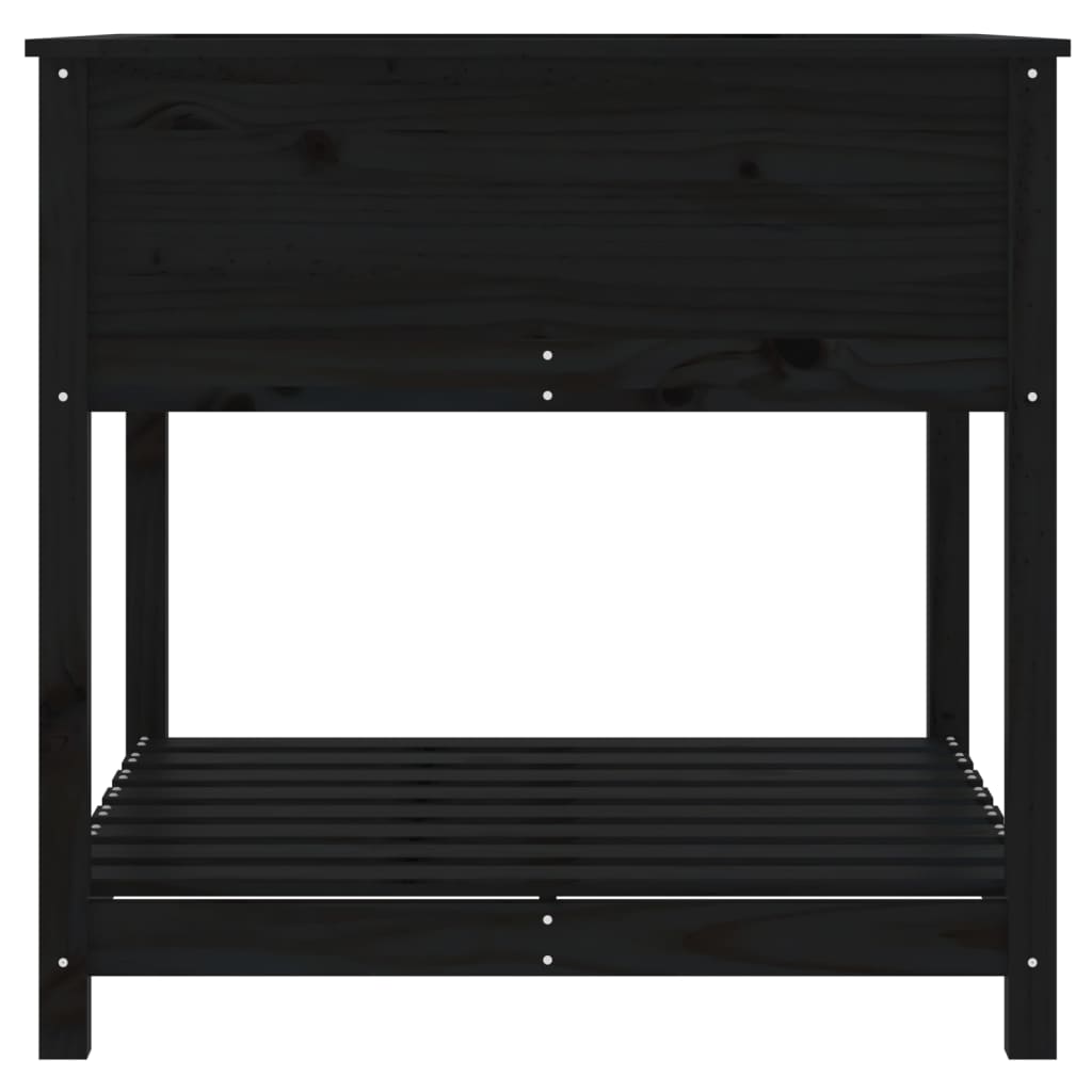 vidaXL Planter with Shelf Black 82,5x82,5x81 cm Solid Wood Pine