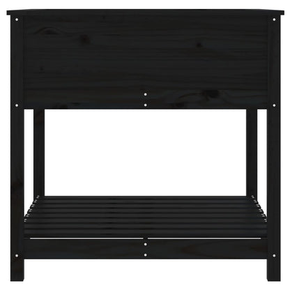 vidaXL Planter with Shelf Black 82,5x82,5x81 cm Solid Wood Pine