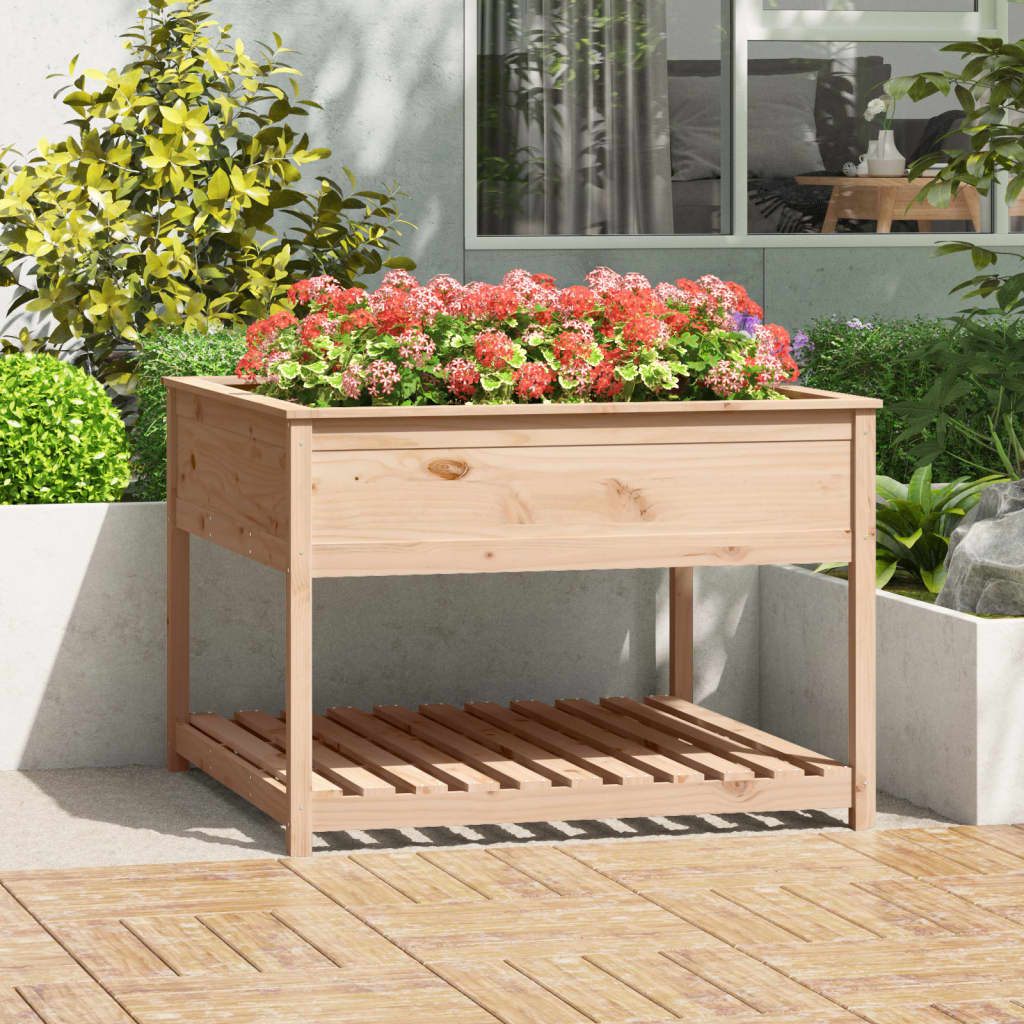 vidaXL Planter with Shelf 111,5x111,5x81 cm Solid Wood Pine