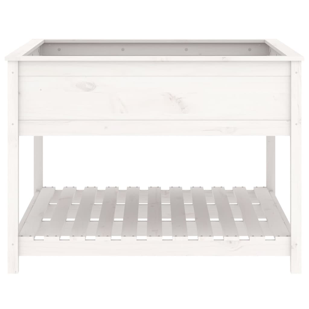 vidaXL Planter with Shelf White 111.5x111.5x81 cm Solid Wood Pine