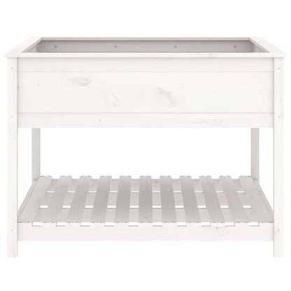 vidaXL Planter with Shelf White 111.5x111.5x81 cm Solid Wood Pine