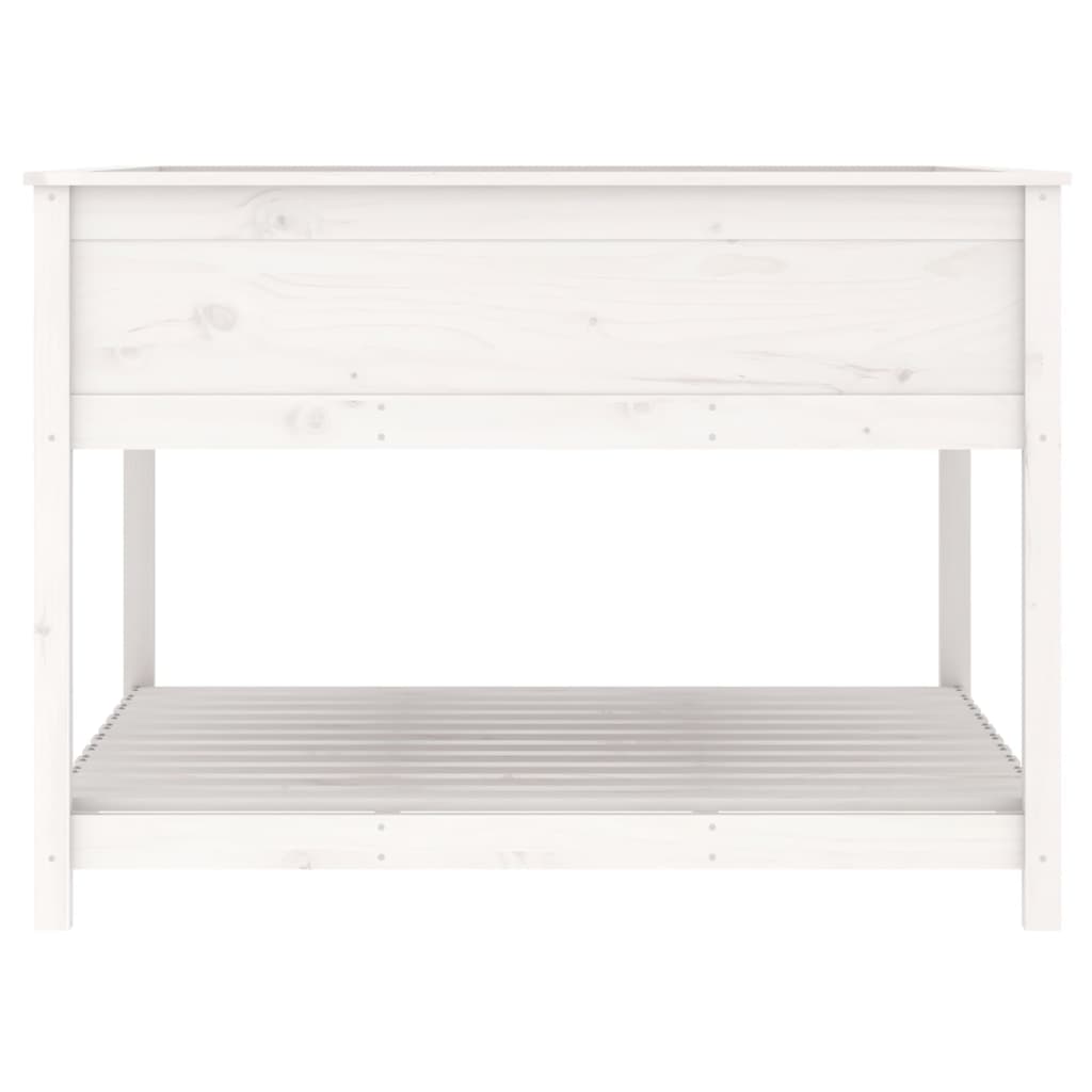 vidaXL Planter with Shelf White 111.5x111.5x81 cm Solid Wood Pine