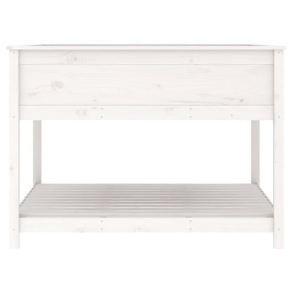 vidaXL Planter with Shelf White 111.5x111.5x81 cm Solid Wood Pine
