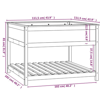 vidaXL Planter with Shelf White 111.5x111.5x81 cm Solid Wood Pine