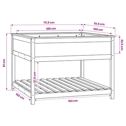 vidaXL Planter with Shelf White 111,5x111,5x81 cm Solid Wood Pine