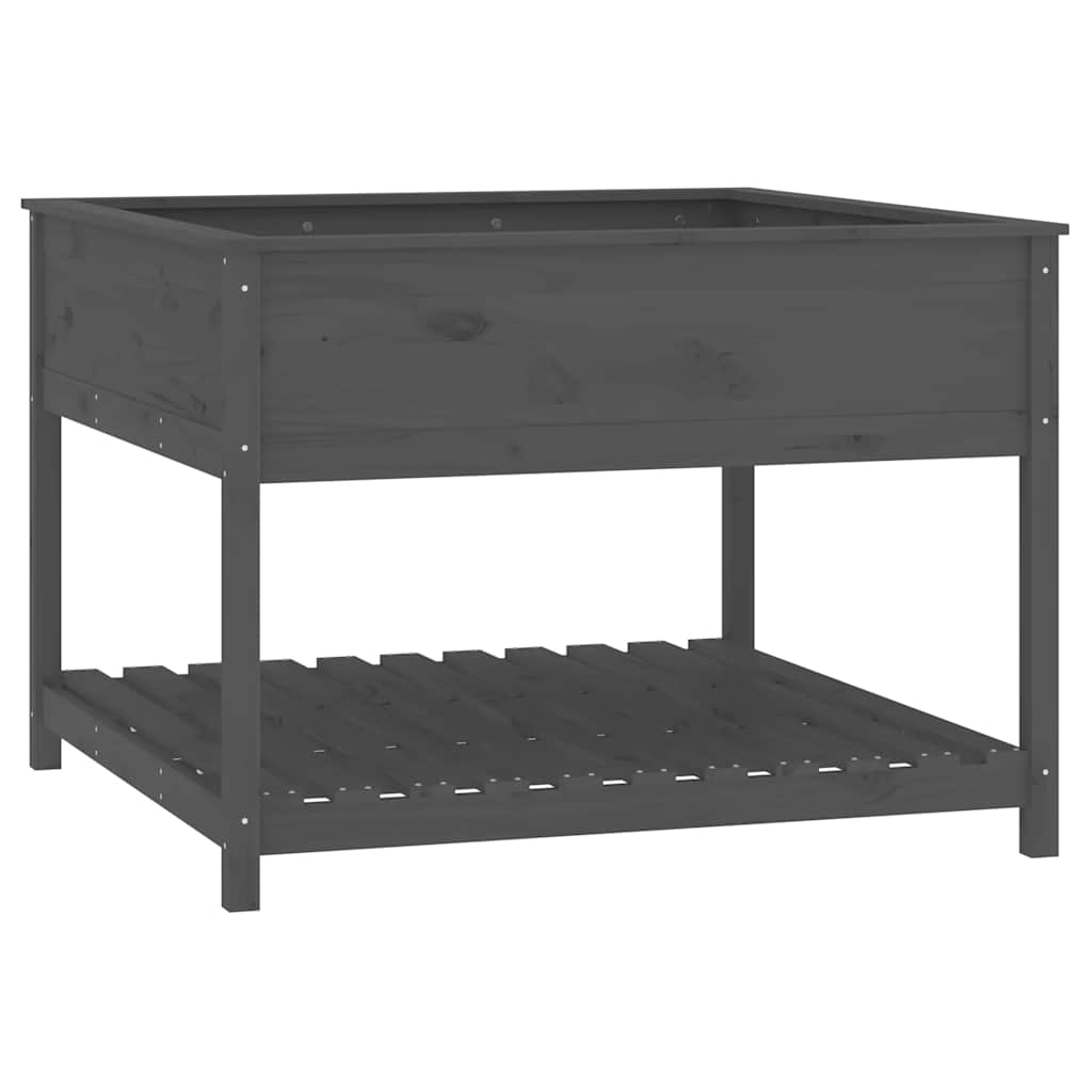 vidaXL Planter with Shelf Grey 111,5x111,5x81 cm Solid Wood Pine