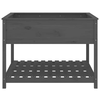 vidaXL Planter with Shelf Grey 111,5x111,5x81 cm Solid Wood Pine