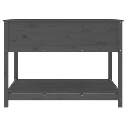 vidaXL Planter with Shelf Grey 111.5x111.5x81 cm Solid Wood Pine