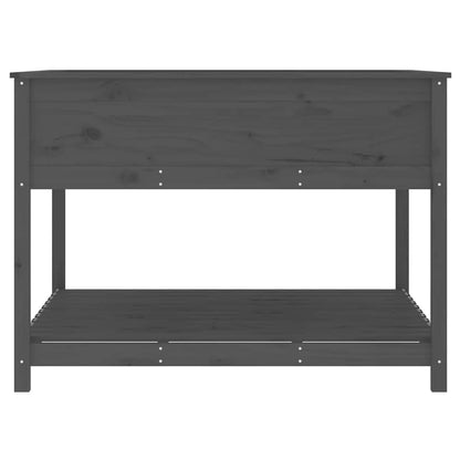 vidaXL Planter with Shelf Grey 111,5x111,5x81 cm Solid Wood Pine