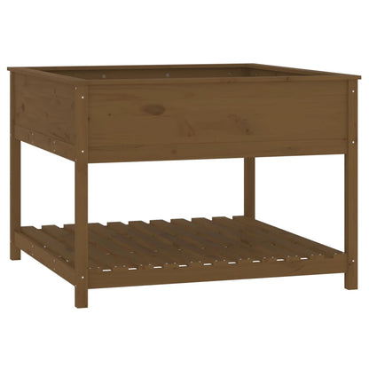 vidaXL Planter with Shelf Honey Brown 111.5x111.5x81cm Solid Wood Pine