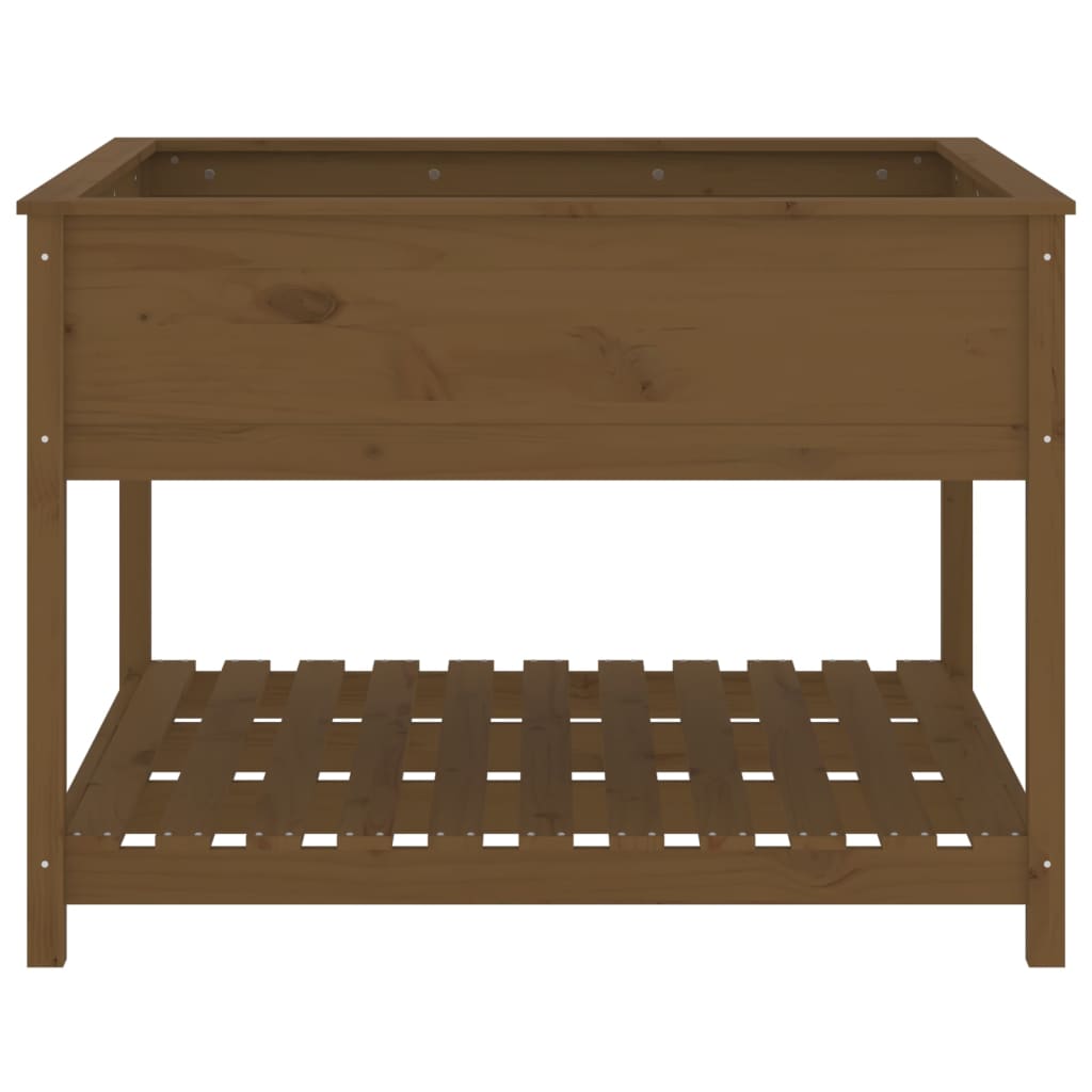 vidaXL Planter with Shelf Honey Brown 111.5x111.5x81 cm Solid Wood Pine