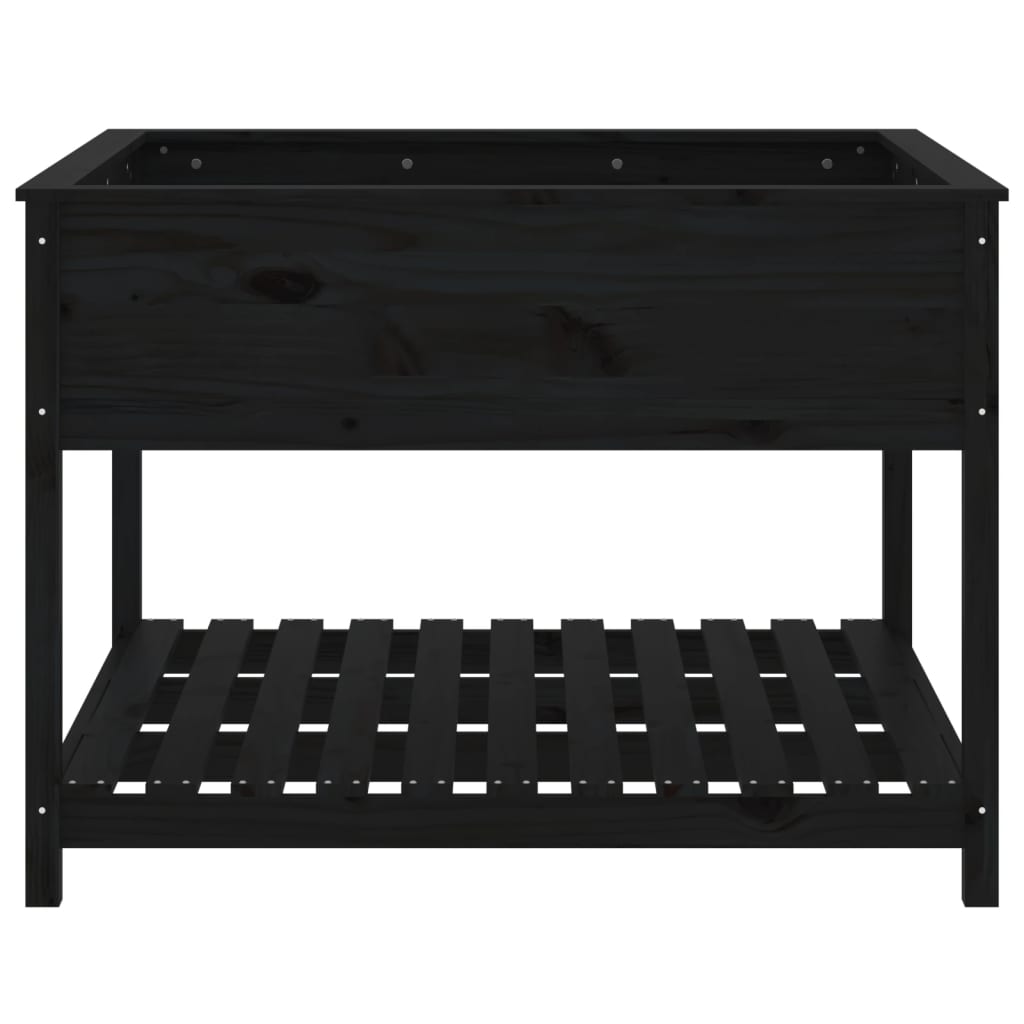 vidaXL Planter with Shelf Black 111,5x111,5x81 cm Solid Wood Pine