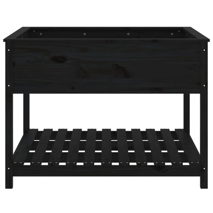 vidaXL Planter with Shelf Black 111,5x111,5x81 cm Solid Wood Pine