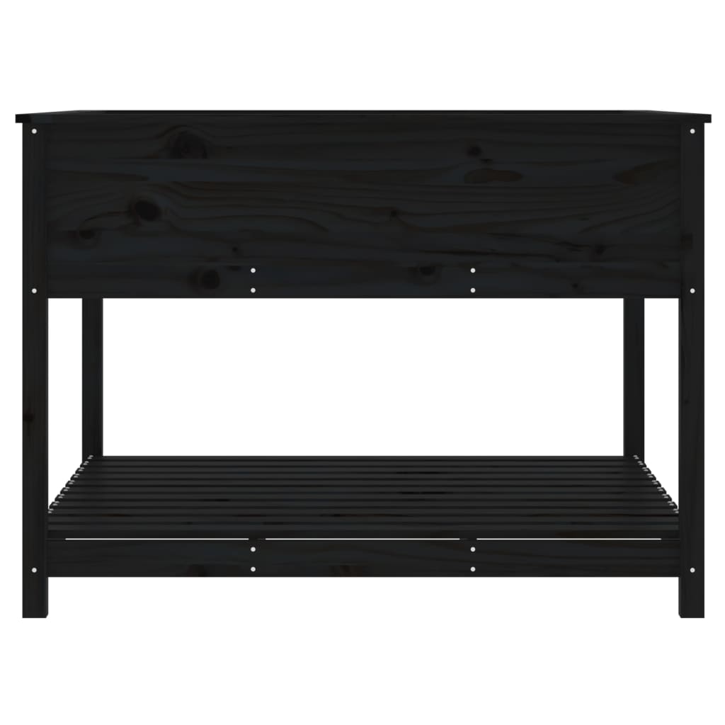 vidaXL Planter with Shelf Black 111,5x111,5x81 cm Solid Wood Pine