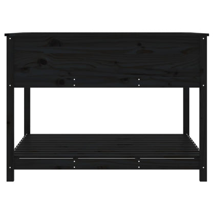 vidaXL Planter with Shelf Black 111,5x111,5x81 cm Solid Wood Pine