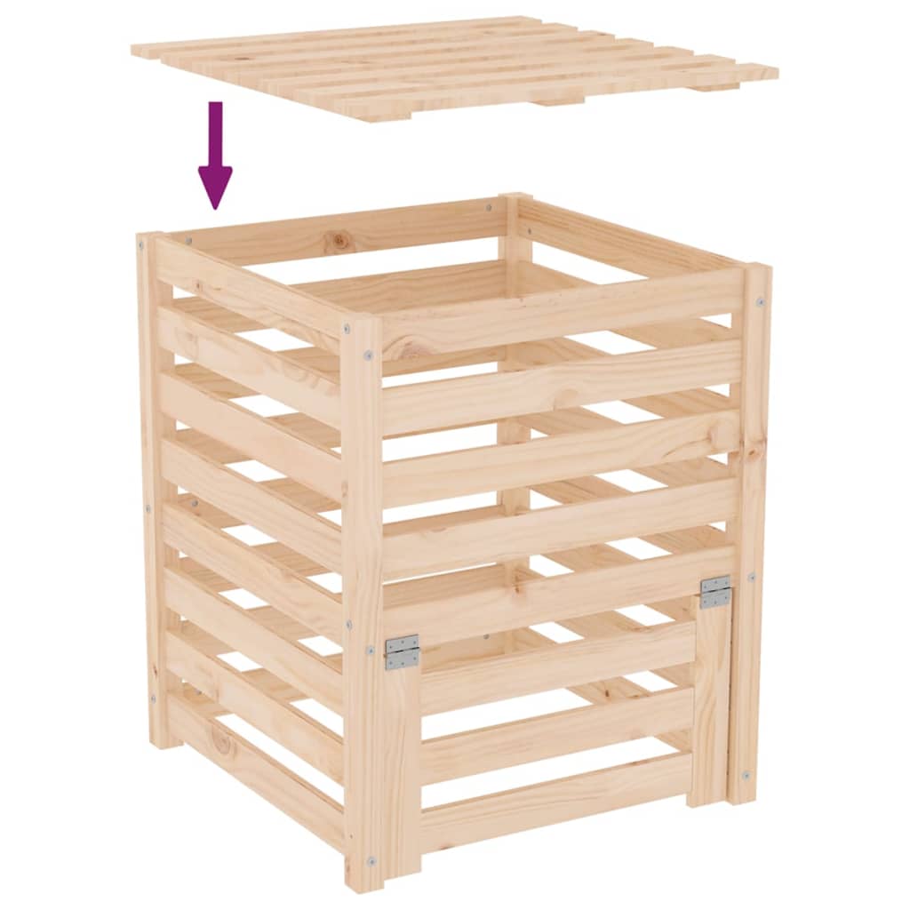 vidaXL Composter 63,5x63,5x77,5 cm Solid Wood Pine