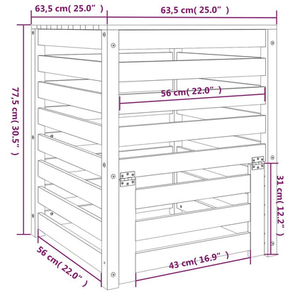 vidaXL Composter 63,5x63,5x77,5 cm Solid Wood Pine