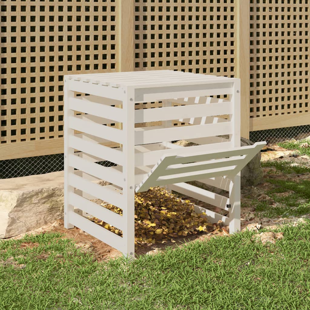 vidaXL Composter White 63,5x63,5x77,5 cm Solid Wood Pine