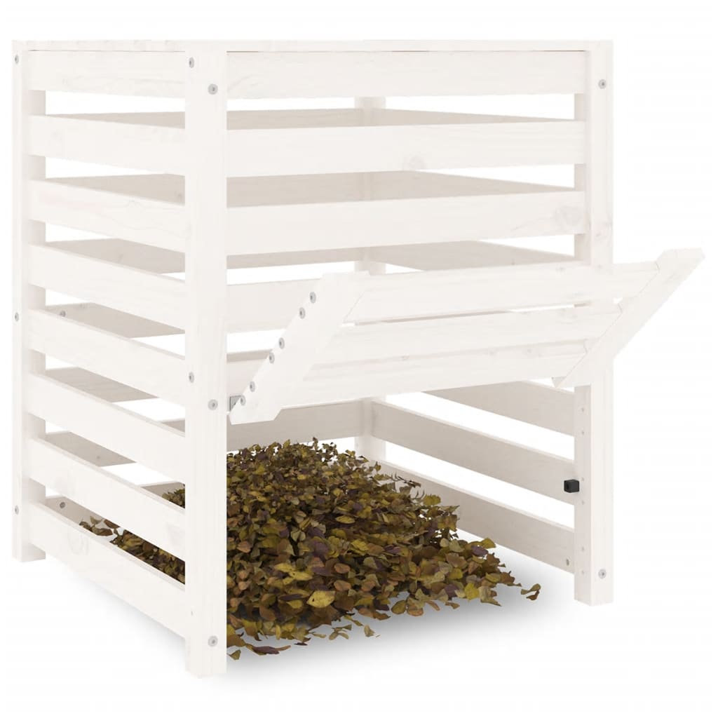 vidaXL Composter White 63,5x63,5x77,5 cm Solid Wood Pine