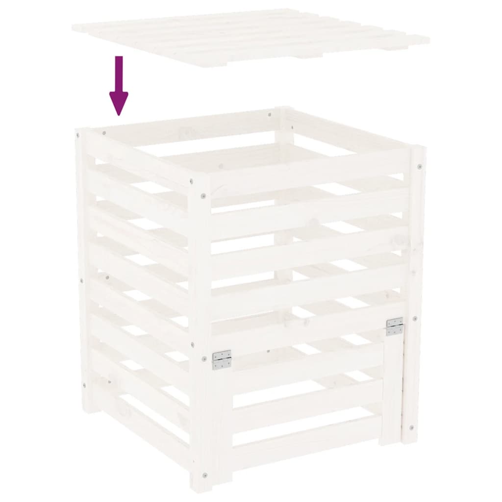 vidaXL Composter White 63.5x63.5x77.5 cm Solid Wood Pine