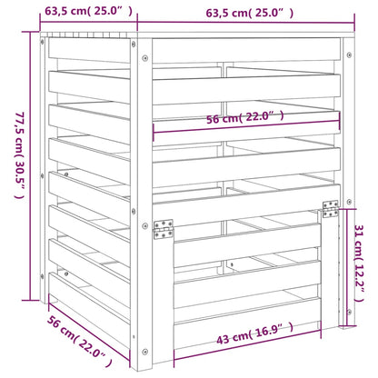 vidaXL Composter White 63.5x63.5x77.5 cm Solid Wood Pine