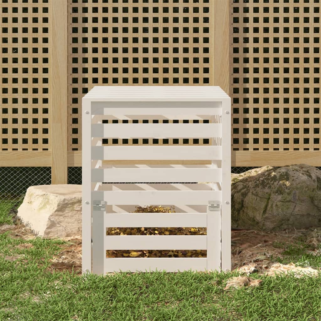 vidaXL Composter White 63.5x63.5x77.5 cm Solid Wood Pine